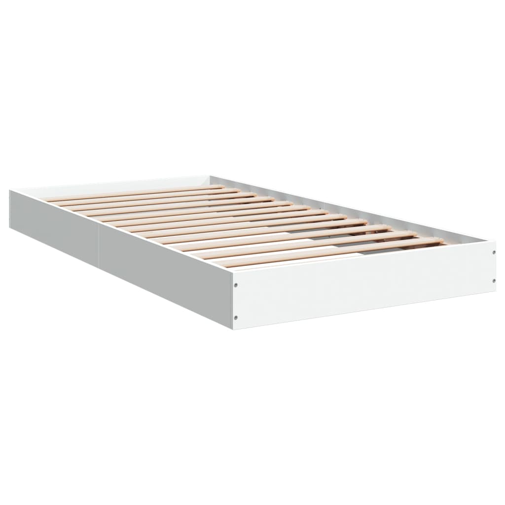 Bed frame without mattress white 90x190 cm engineered wood