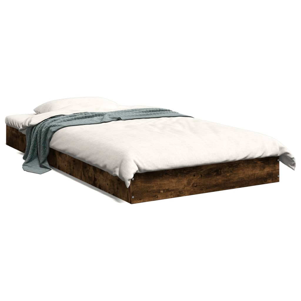 Bed frame without mattress smoked oak 90x190cm engineered wood