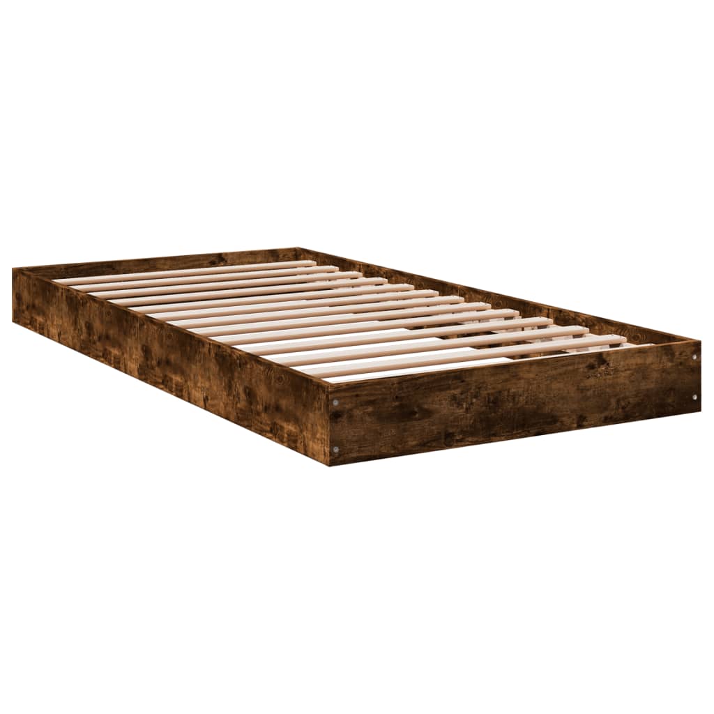 Bed frame without mattress smoked oak 90x190cm engineered wood