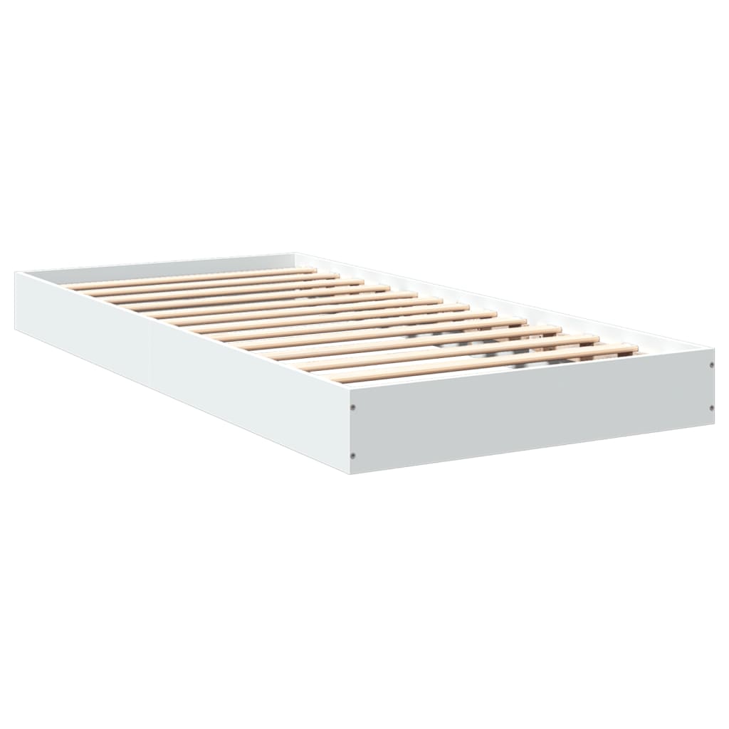 Bed frame without mattress white 75x190 cm engineered wood