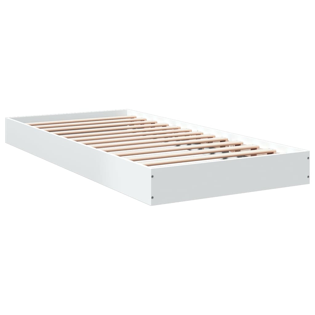 Bed frame without mattress white 75x190 cm engineered wood