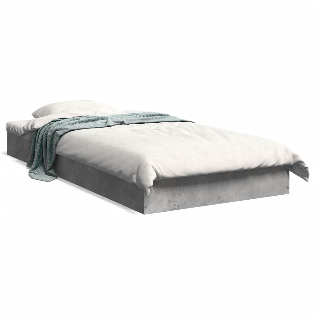 Cadre de lit sans matelas gris béton 75x190 cm