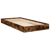 Cadre de lit sans matelas chêne fumé 75x190cm bois d'ingénierie