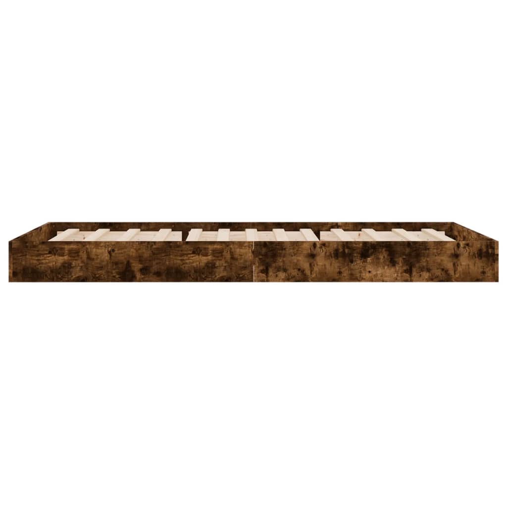 Cadre de lit sans matelas chêne fumé 75x190cm bois d'ingénierie