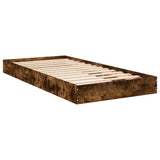 Bed frame without mattress smoked oak 75x190cm engineered wood