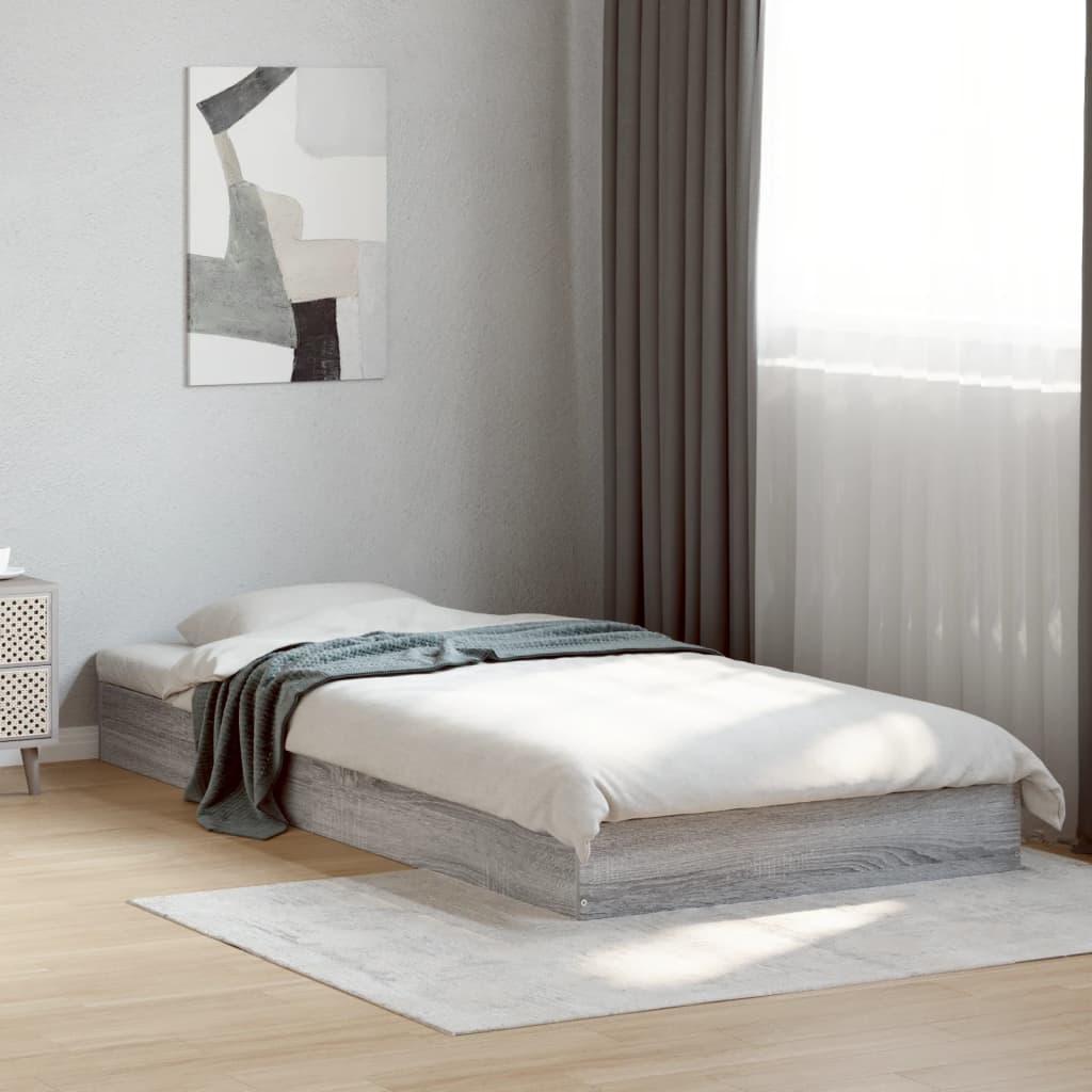 Bed frame without mattress sonoma gray 75x190 cm