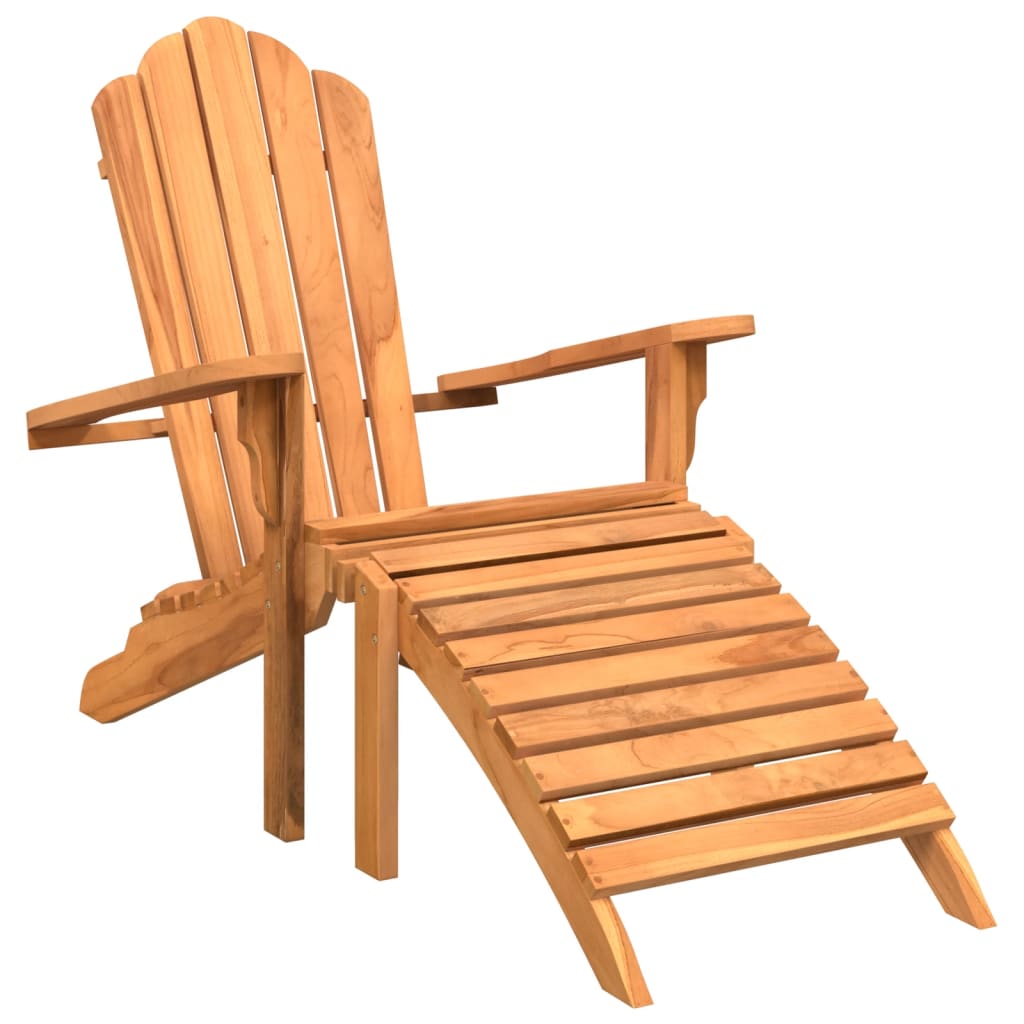 Chaise de jardin Adirondack et repose-pieds bois de teck solide