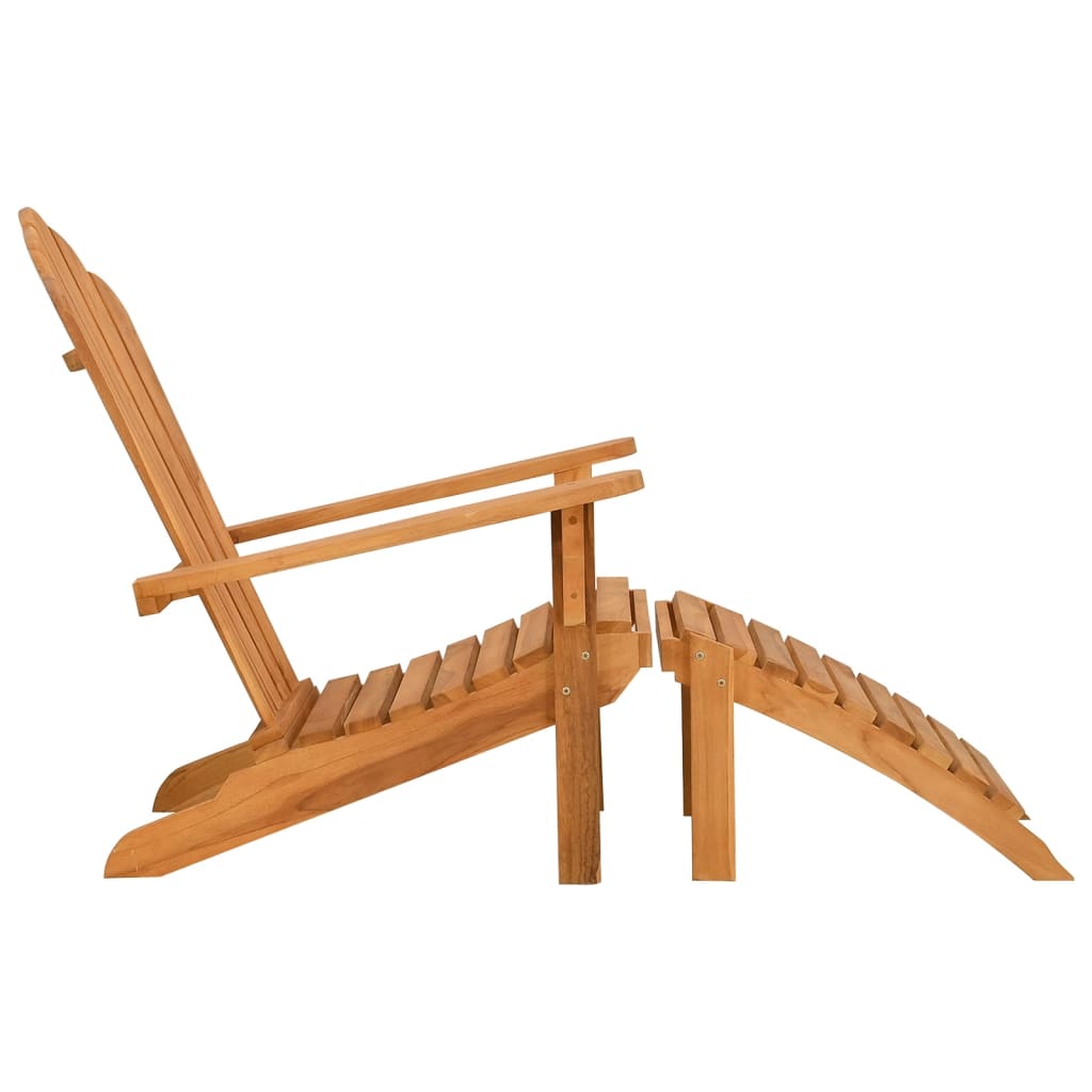 Adirondack Garden Chair and Footrest Solid Teak Wood