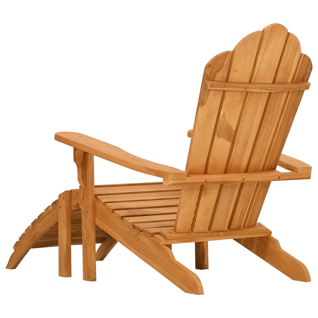 Adirondack Garden Chair and Footrest Solid Teak Wood