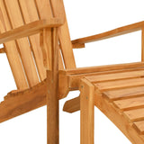 Adirondack Garden Chair and Footrest Solid Teak Wood