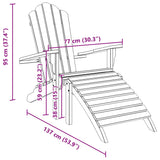 Chaise de jardin Adirondack et repose-pieds bois de teck solide