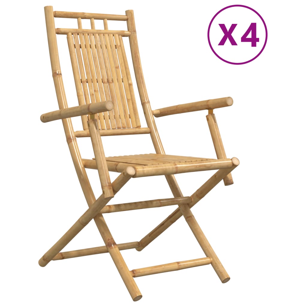 Chaises pliables de jardin lot de 4 53x66x99 cm bambou