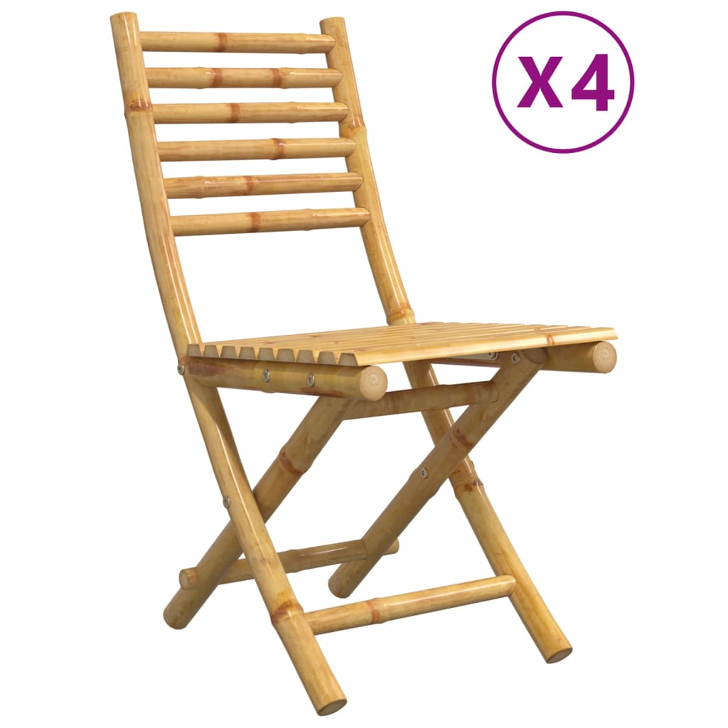 Chaises pliables de jardin lot de 4 43x54x88 cm bambou