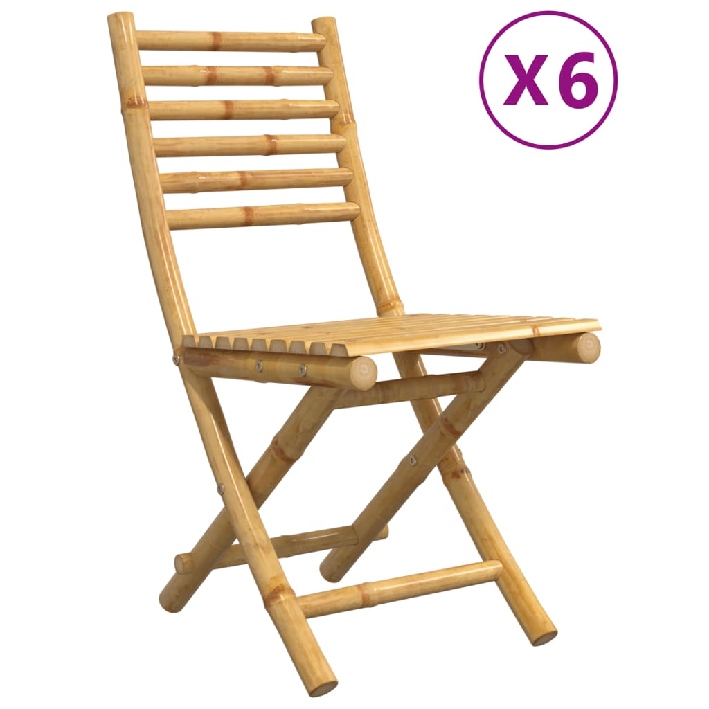 Chaises pliables de jardin lot de 6 43x54x88 cm bambou