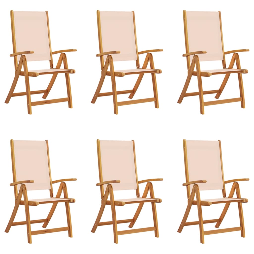 Chaises pliables de jardin lot de 6 bois d'acacia et textilène