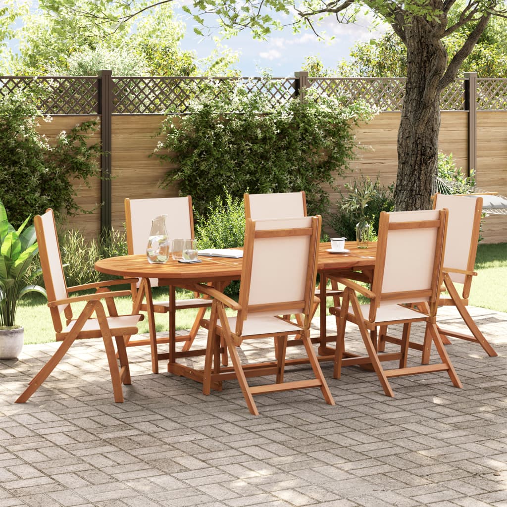 Chaises pliables de jardin lot de 6 bois d'acacia et textilène