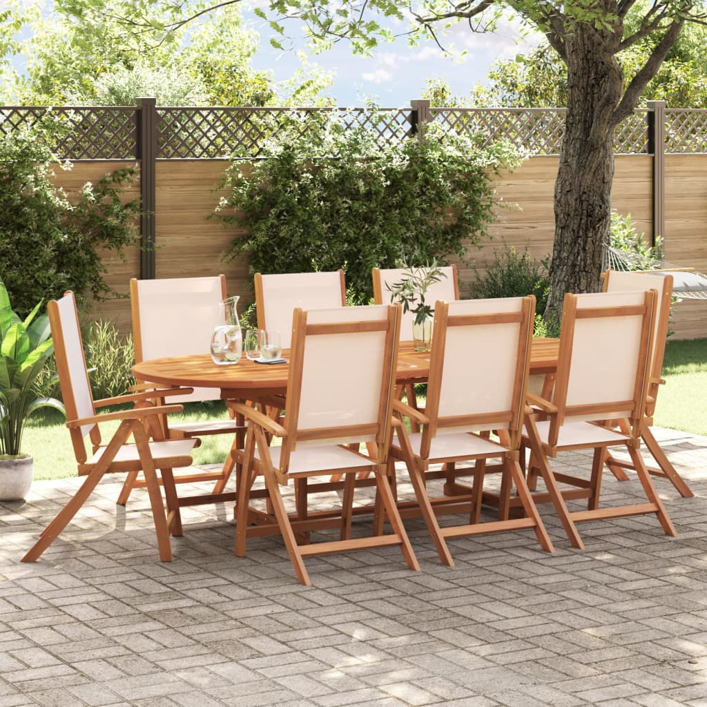 Chaises pliables de jardin lot de 8 bois d'acacia et textilène