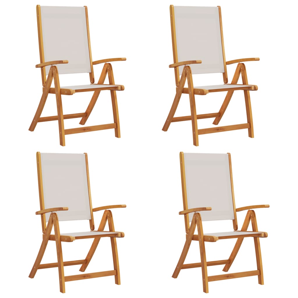 Chaises pliables de jardin lot de 4 bois d'acacia et textilène