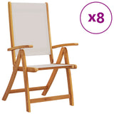 Chaises pliables de jardin lot de 8 bois d'acacia et textilène