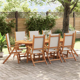 Chaises pliables de jardin lot de 8 bois d'acacia et textilène