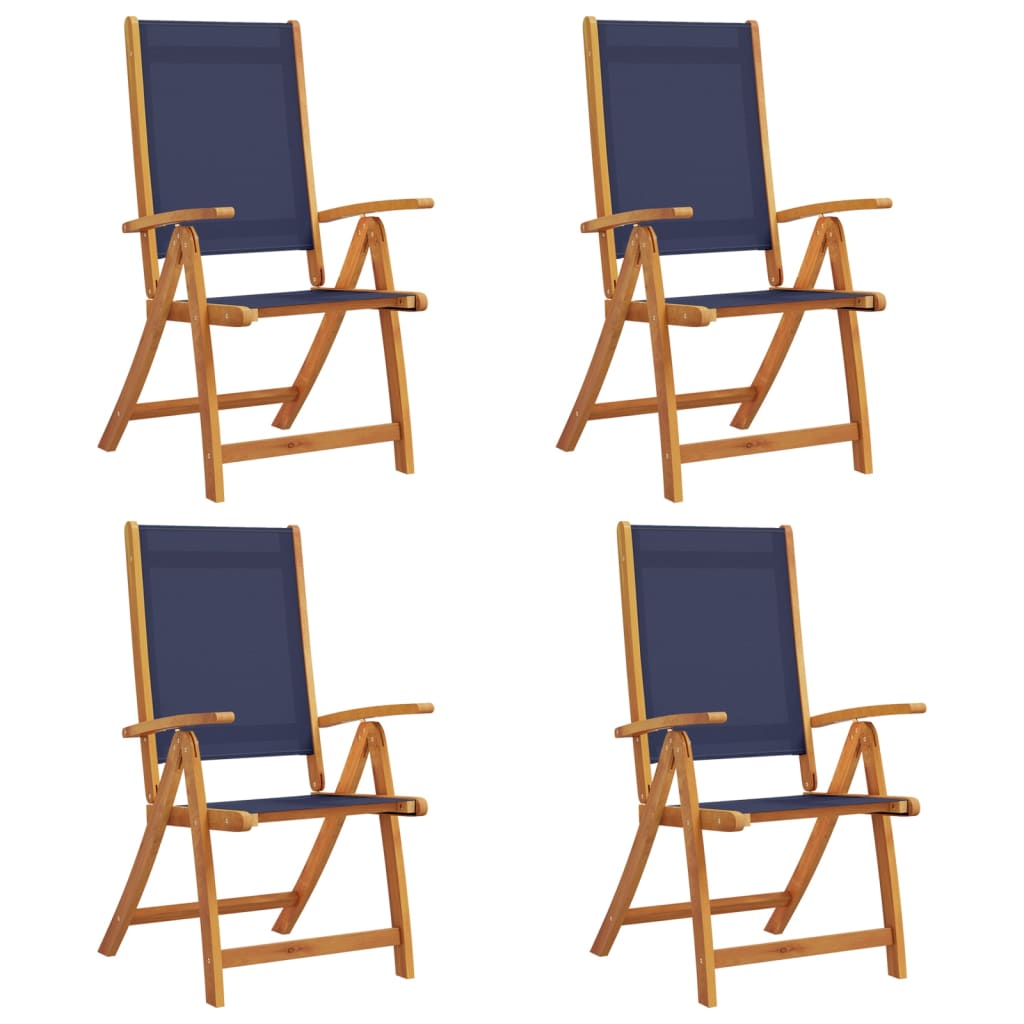 Chaises pliables de jardin lot de 4 bois d'acacia et textilène