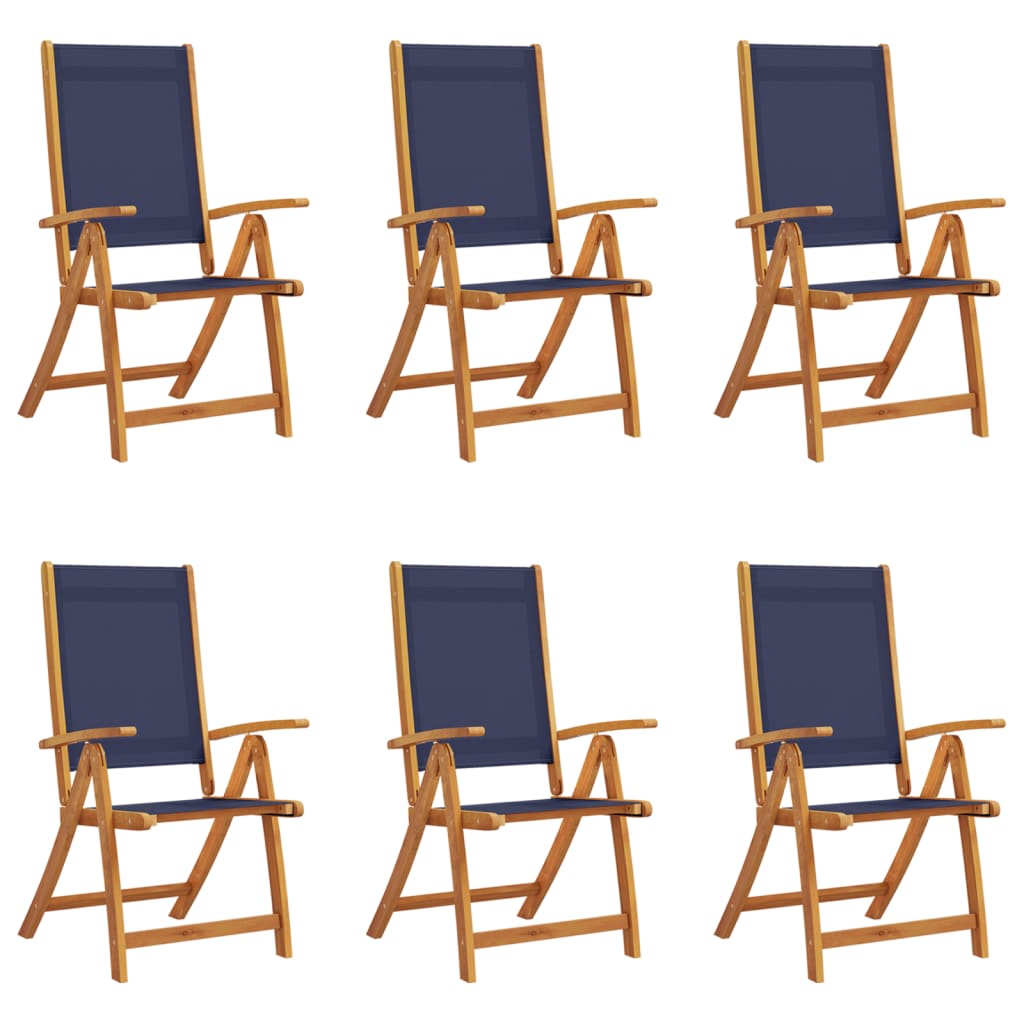 Chaises pliables de jardin lot de 6 bois d'acacia et textilène