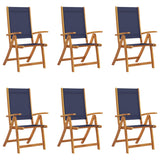 Chaises pliables de jardin lot de 6 bois d'acacia et textilène