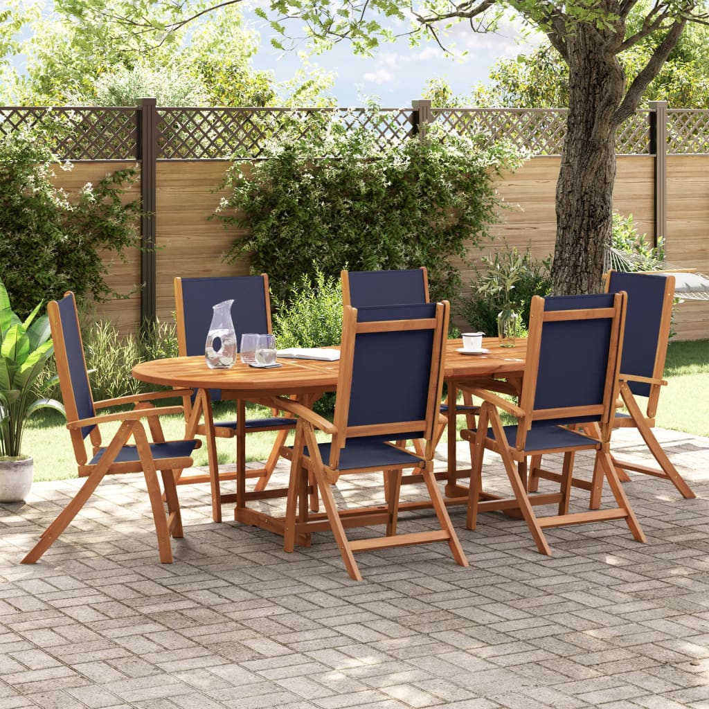 Chaises pliables de jardin lot de 6 bois d'acacia et textilène