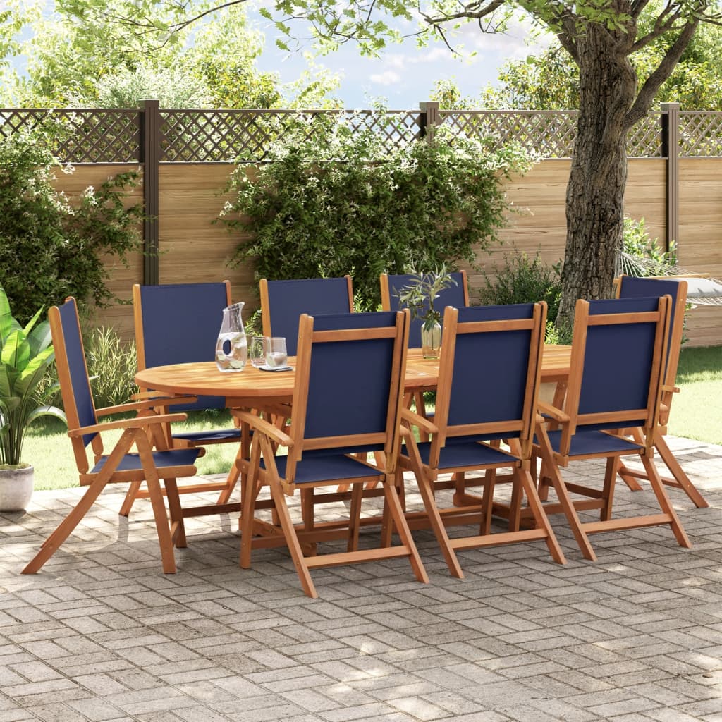 Chaises pliables de jardin lot de 8 bois d'acacia et textilène