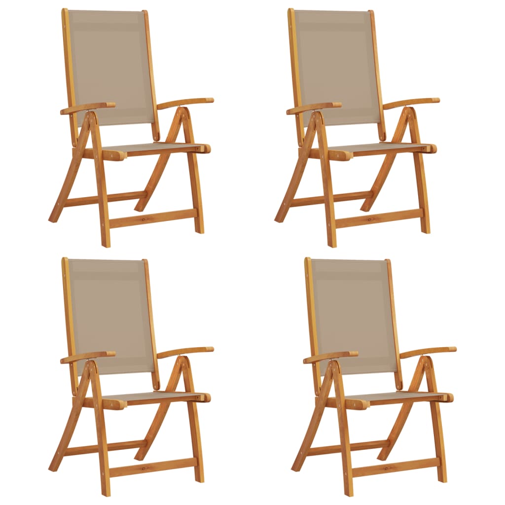 Chaises pliables de jardin lot de 4 bois d'acacia et textilène