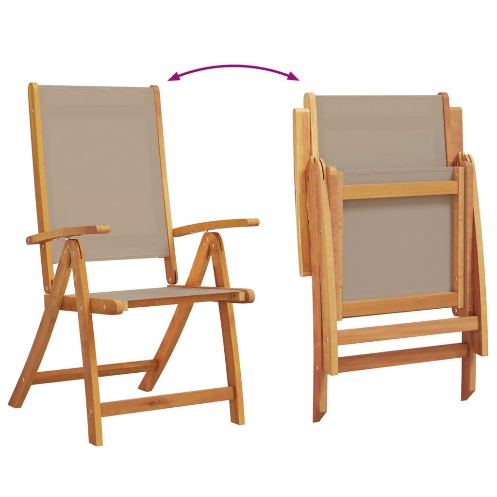 Chaises pliables de jardin lot de 4 bois d'acacia et textilène