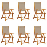 Chaises pliables de jardin lot de 6 bois d'acacia et textilène