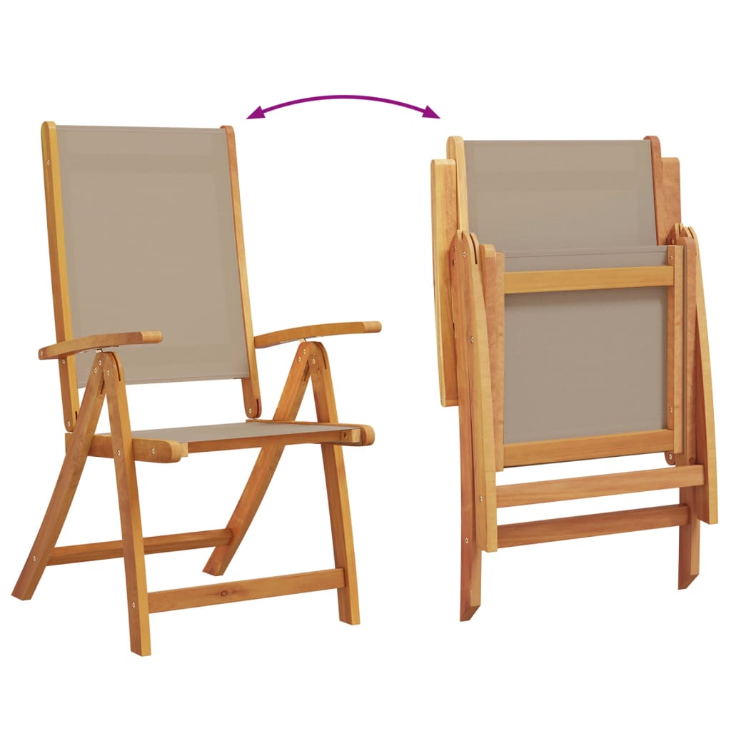 Chaises pliables de jardin lot de 6 bois d'acacia et textilène