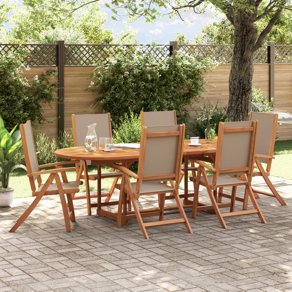 Chaises pliables de jardin lot de 6 bois d'acacia et textilène