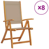 Chaises pliables de jardin lot de 8 bois d'acacia et textilène