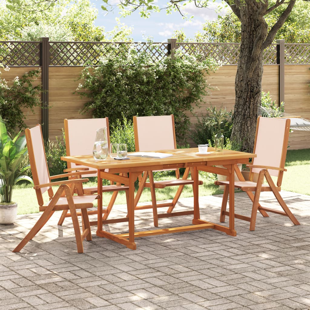 Ensemble à manger de jardin 5pcs bois d'acacia solide textilène