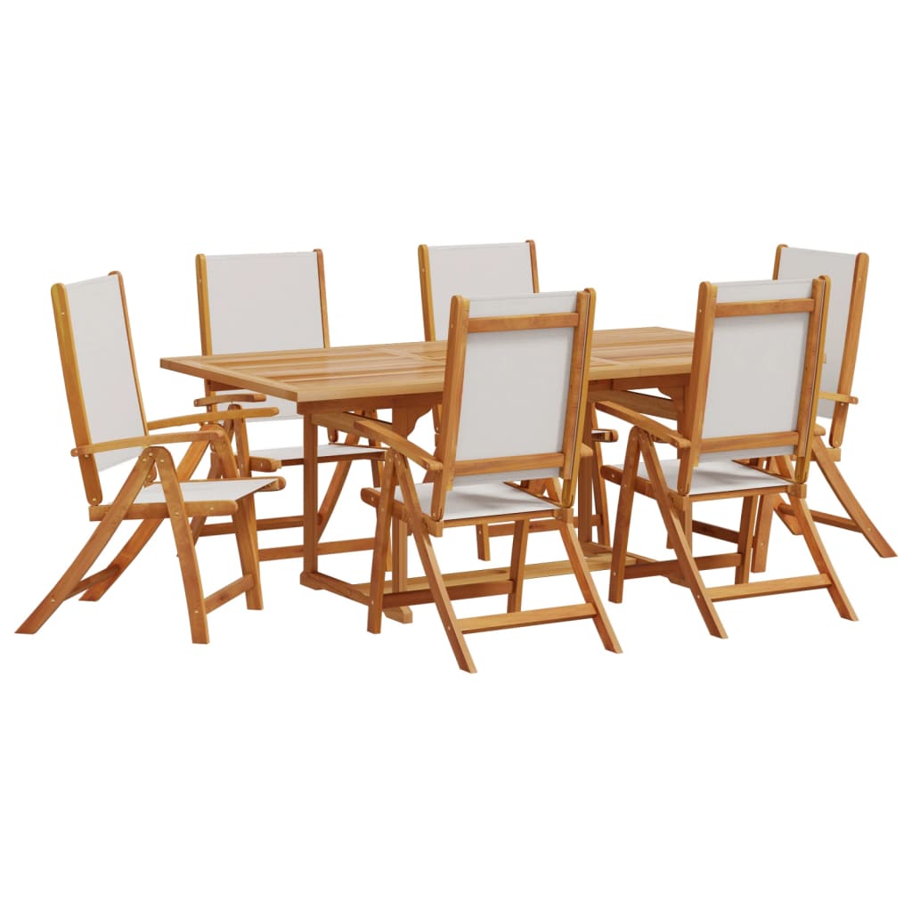 Ensemble à Manger de jardin 7pcs bois d'acacia solide textilène