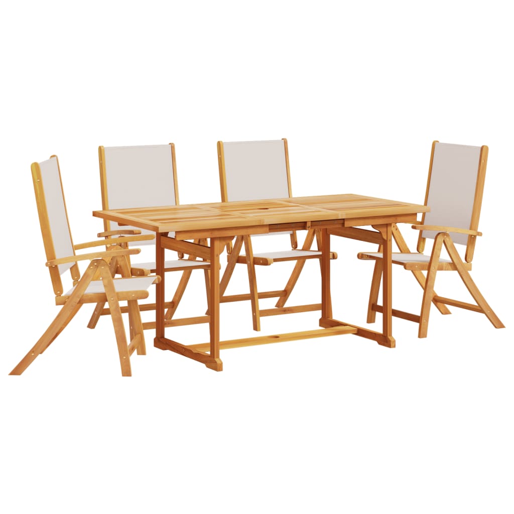 Ensemble à manger de jardin 5pcs bois d'acacia solide textilène