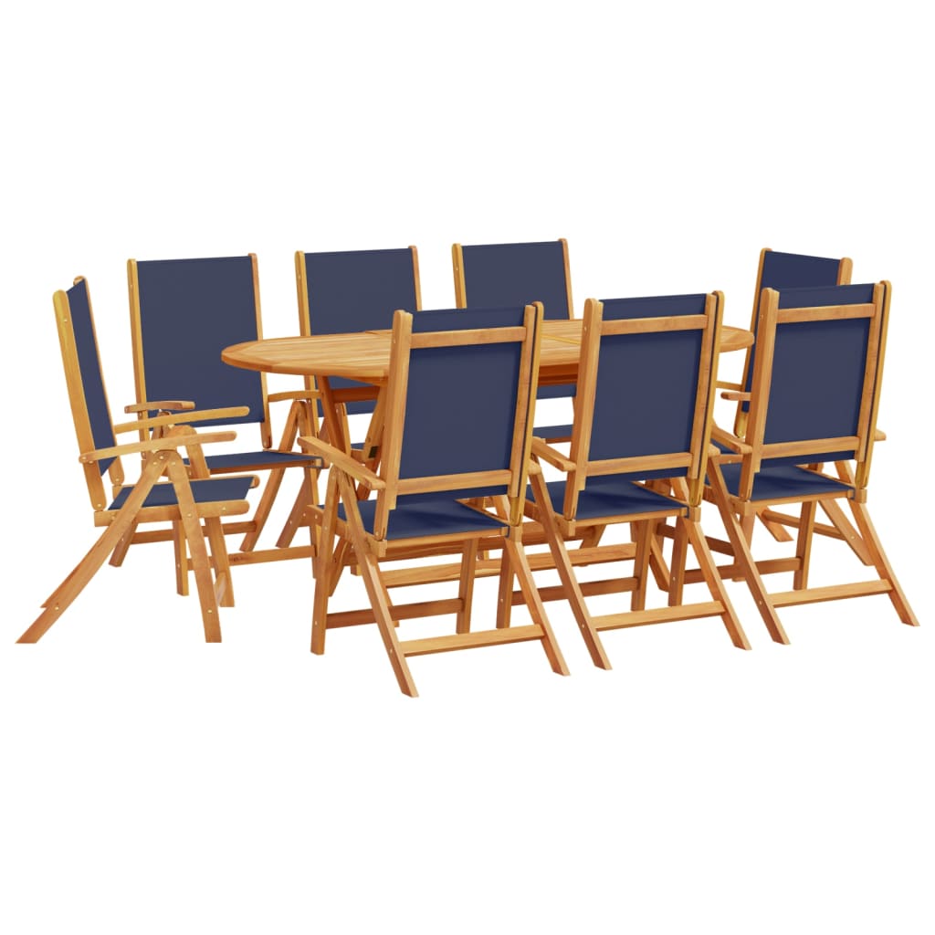 Ensemble à manger de jardin 9pcs bois d'acacia solide textilène