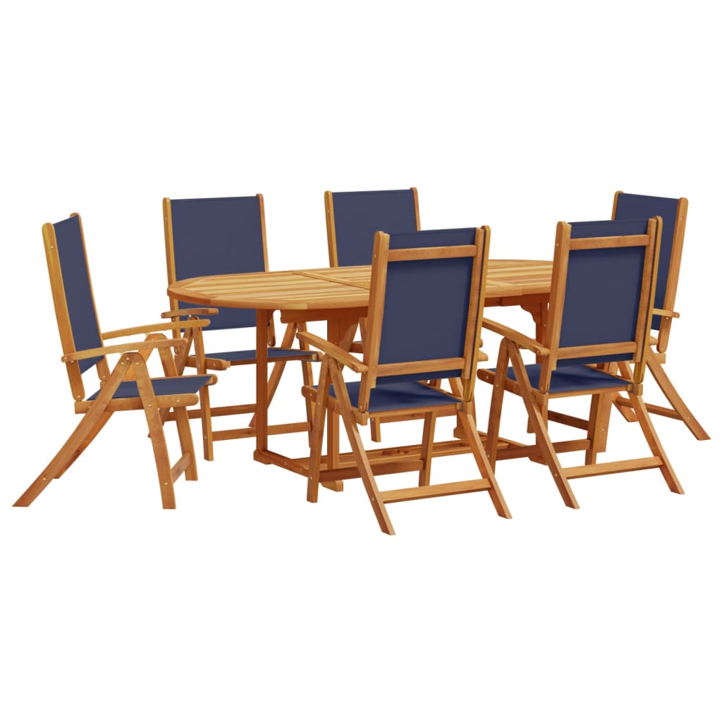 Ensemble à Manger de jardin 7pcs bois d'acacia solide textilène