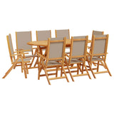 Ensemble à manger de jardin 9pcs bois d'acacia solide textilène