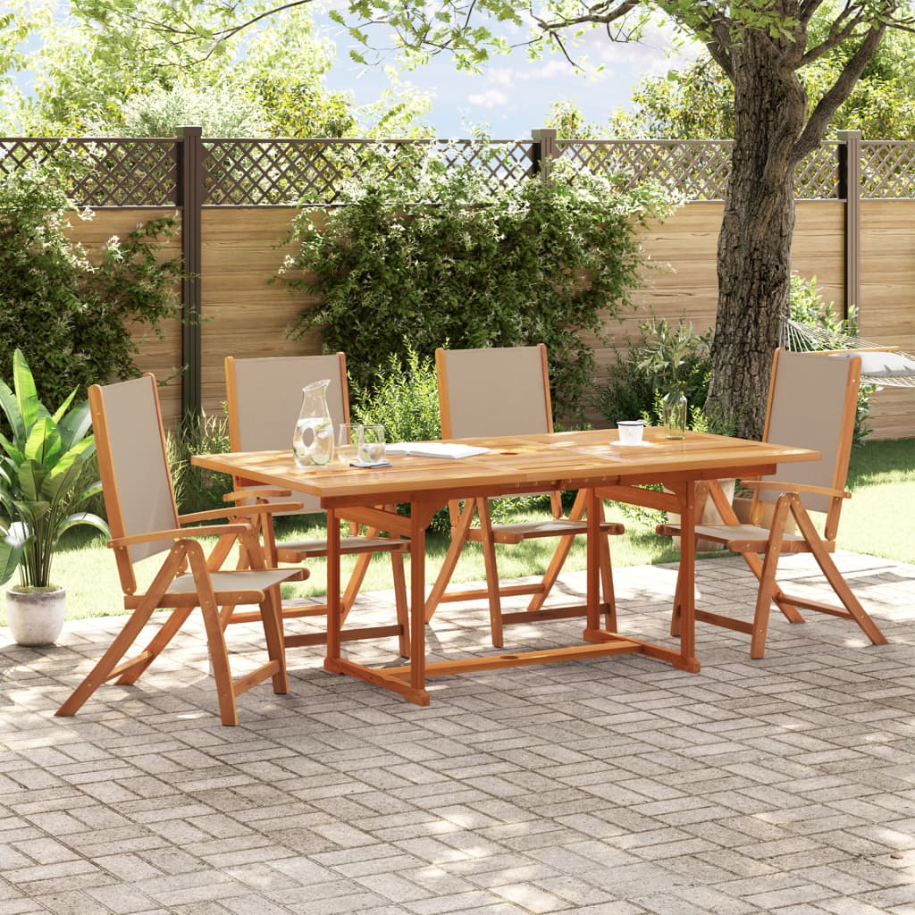 Ensemble à manger de jardin 5pcs bois d'acacia solide textilène