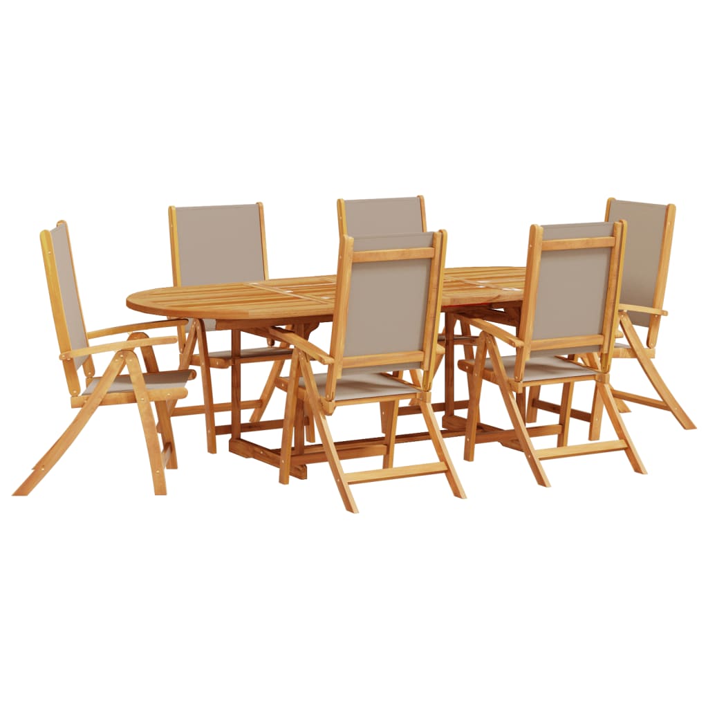 Ensemble à Manger de jardin 7pcs bois d'acacia solide textilène