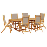 Ensemble à Manger de jardin 7pcs bois d'acacia solide textilène