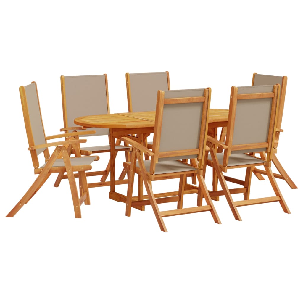 Ensemble à Manger de jardin 7pcs bois d'acacia solide textilène