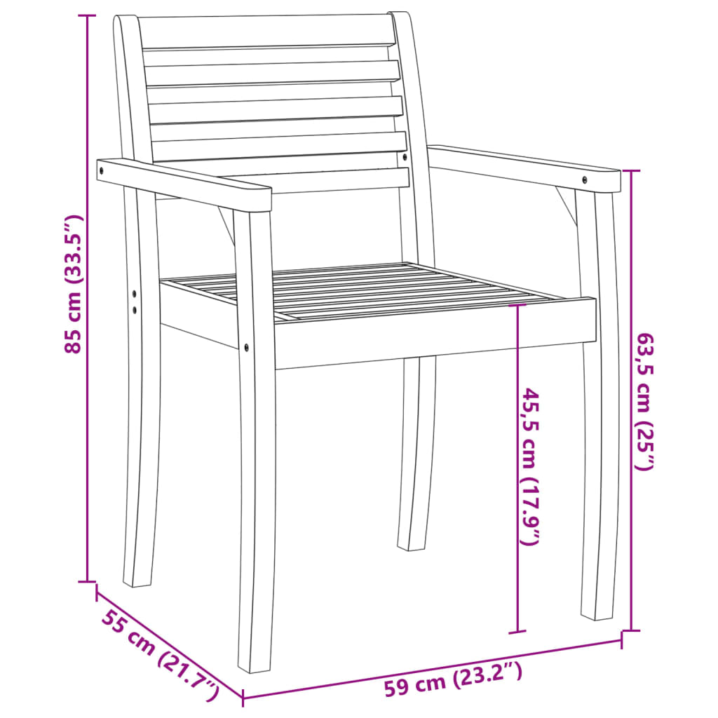 Gartenstühle 4er-Set 59x55x85 aus massivem Akazienholz