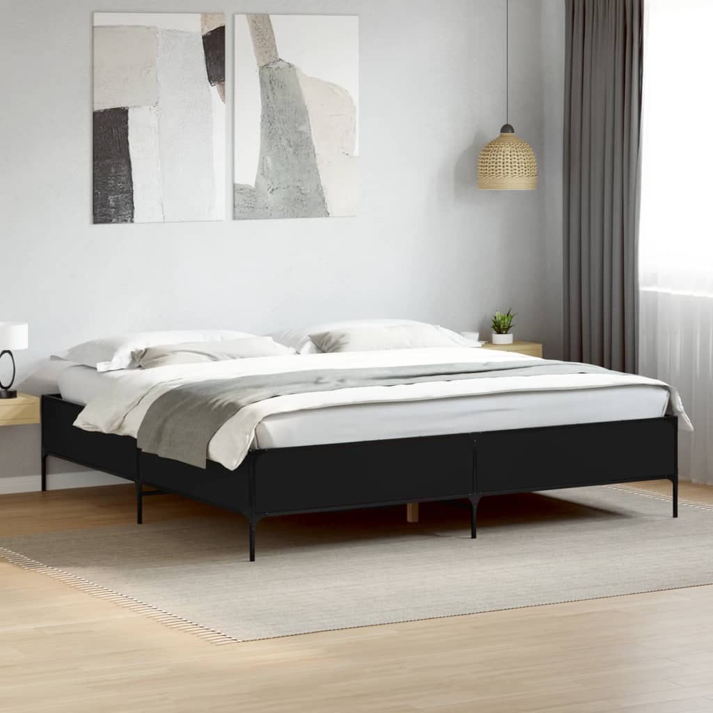 Cadre de lit sans matelas noir 200x200 cm