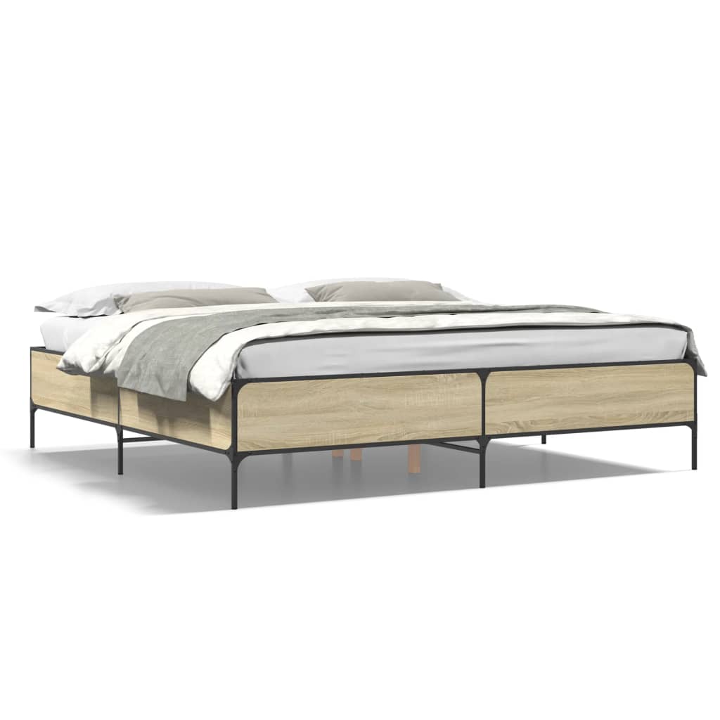 Bed frame without mattress sonoma oak 200x200 cm