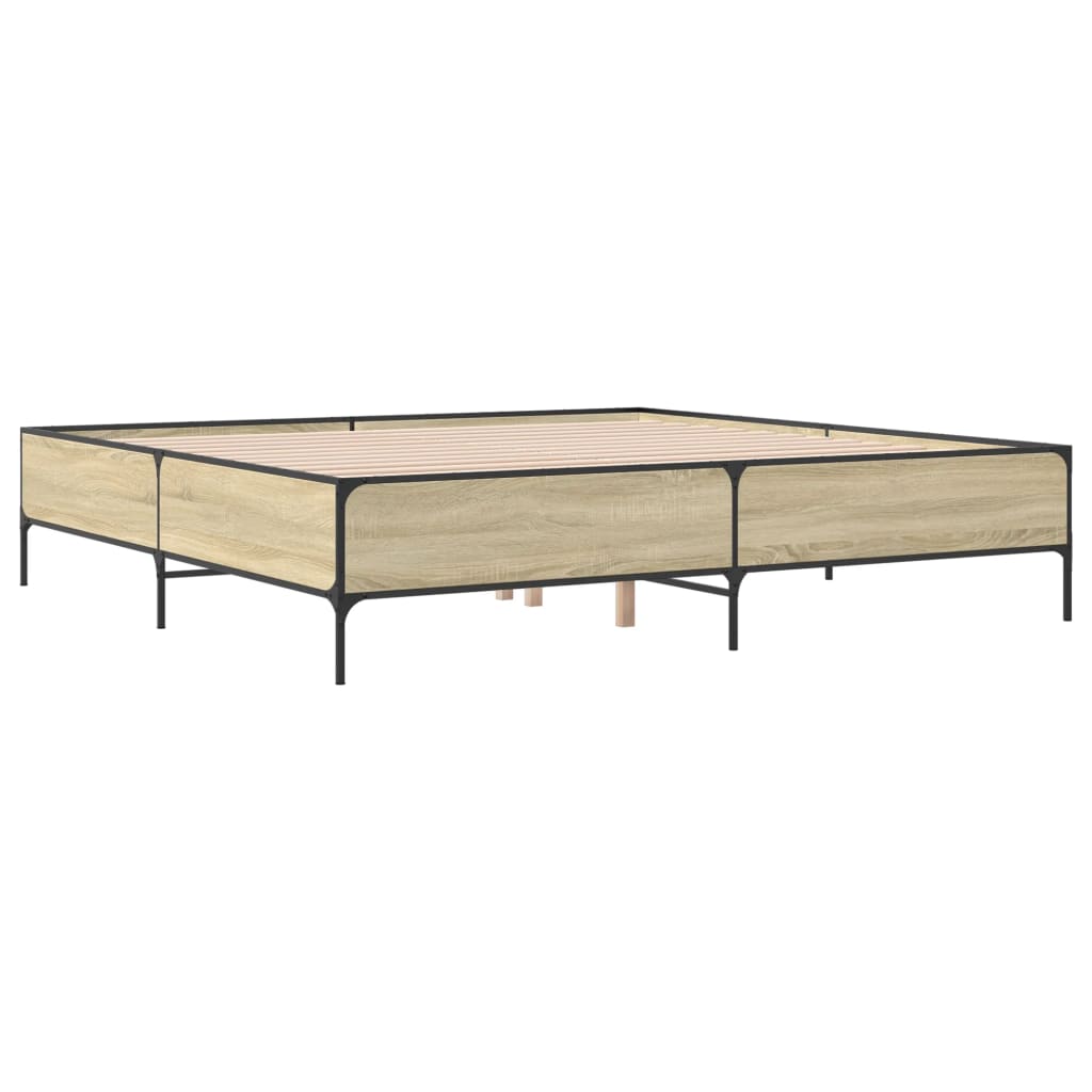 Bed frame without mattress sonoma oak 200x200 cm