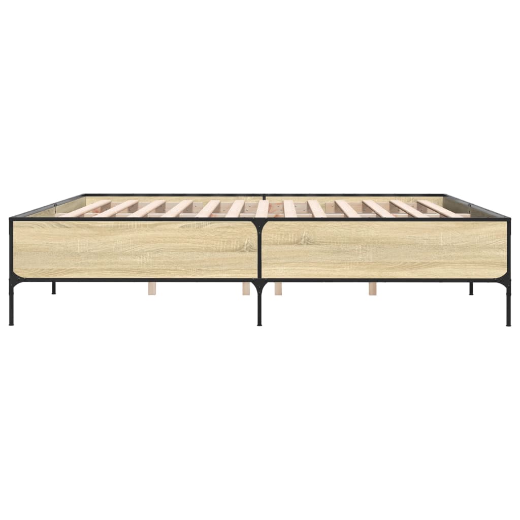 Bed frame without mattress sonoma oak 200x200 cm